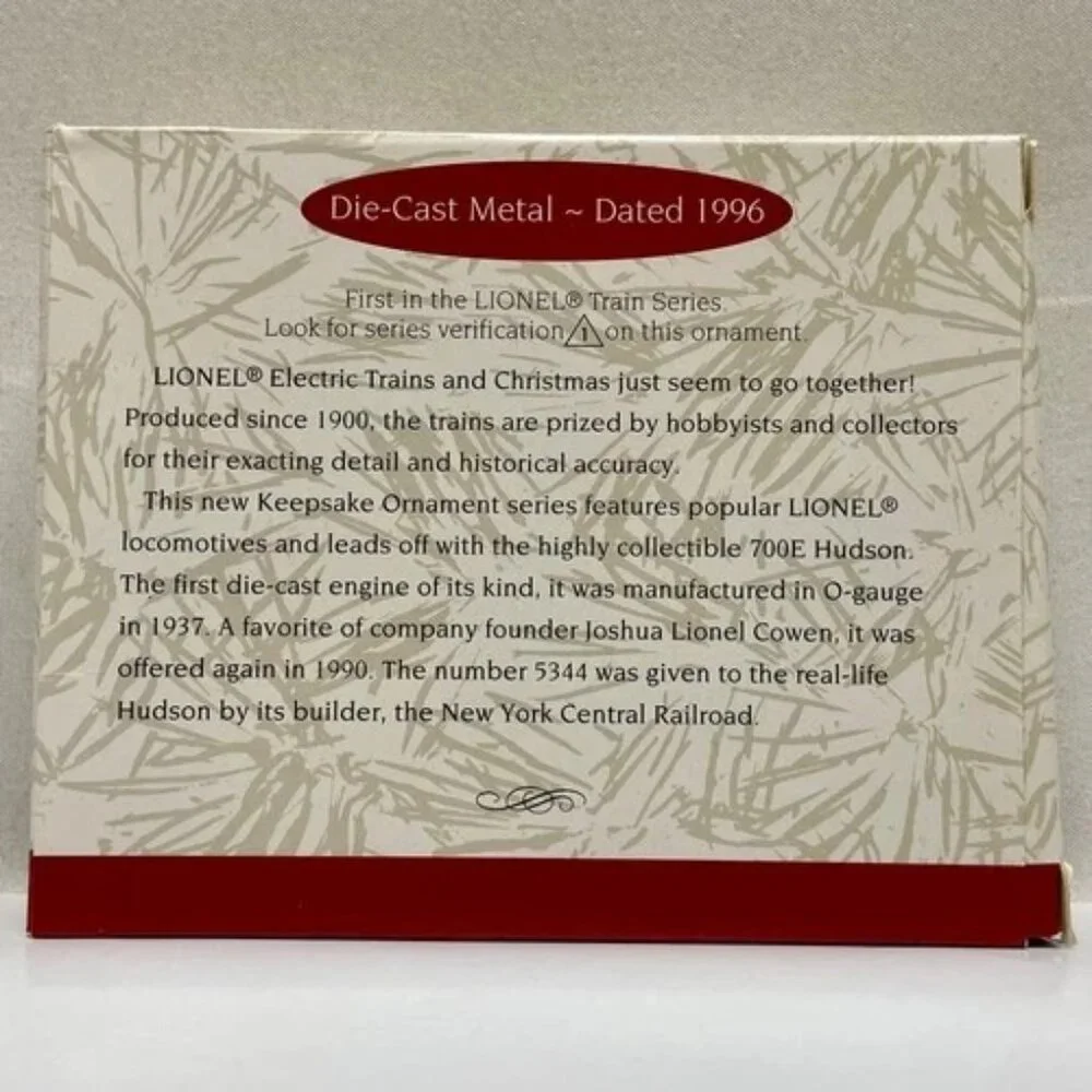 Vintage Christmas Ornament 700E Hudson Steam Locomotive Lionel Train Die Cast #1